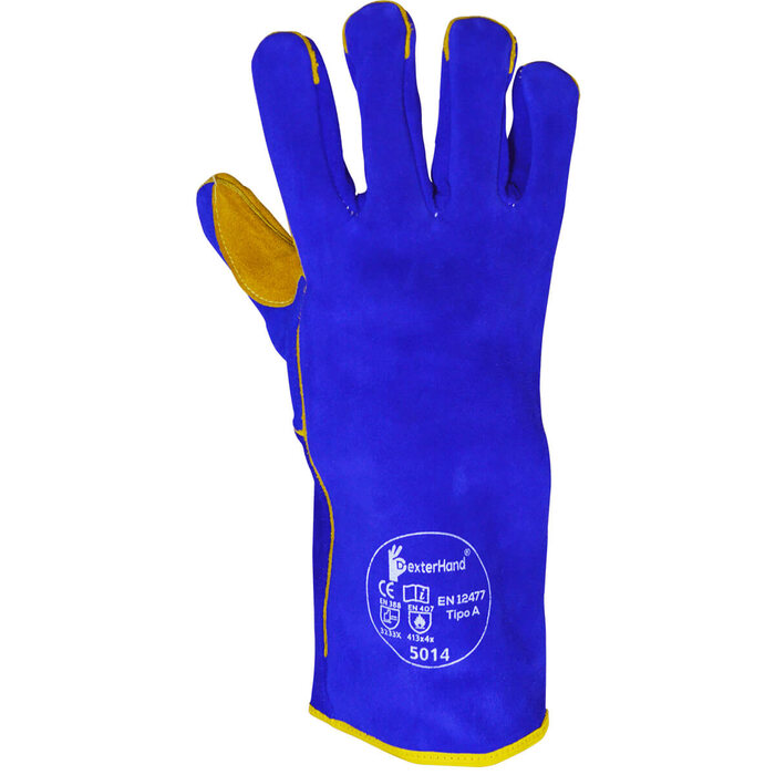 5014 Guante soldador azul con hilo Kevlar 14"