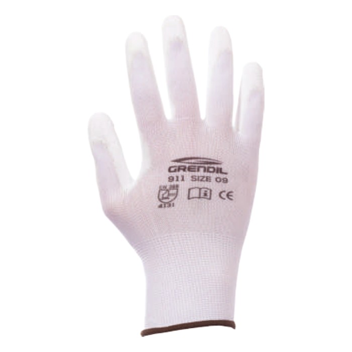 911 Guante de nylon blanco con poliuretano