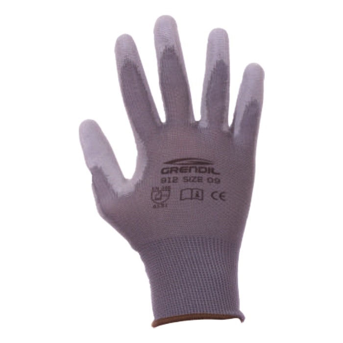 912 Guante de nylon gris con poliuretano